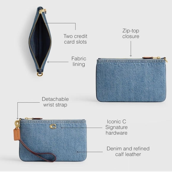 Coach denim bag with pouch - Picture 11 of 13